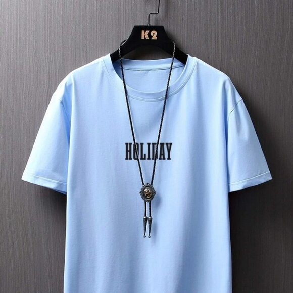 Blue Vacation Style Men's Ocean Graphic Tee - Picture 1 of 10